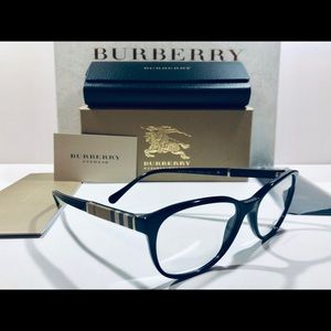 Burberry Women's Eyeglasses Shiny Black w/ Plaid